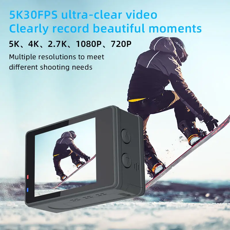 High quality Tracking Head Waterproof 5K Touch Dual colorful screen Action Camera 4K 5K with WIFI and EIS