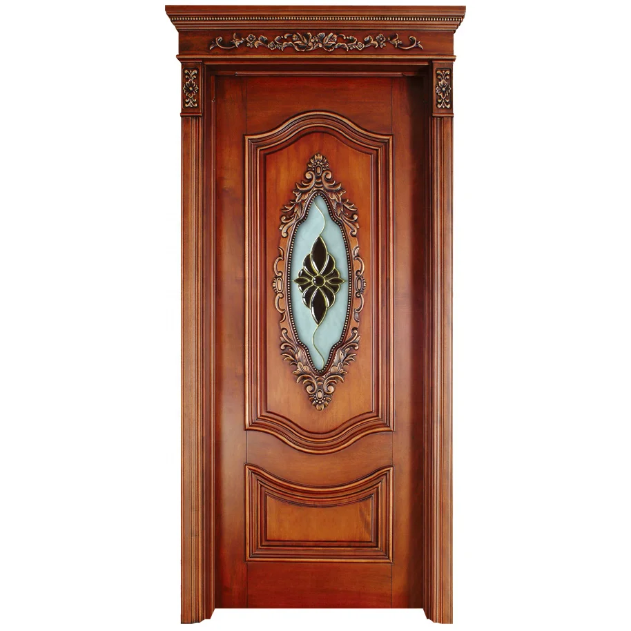 high quality solid wood arch top entrance front door French design exterior entrance walnut wooden doors