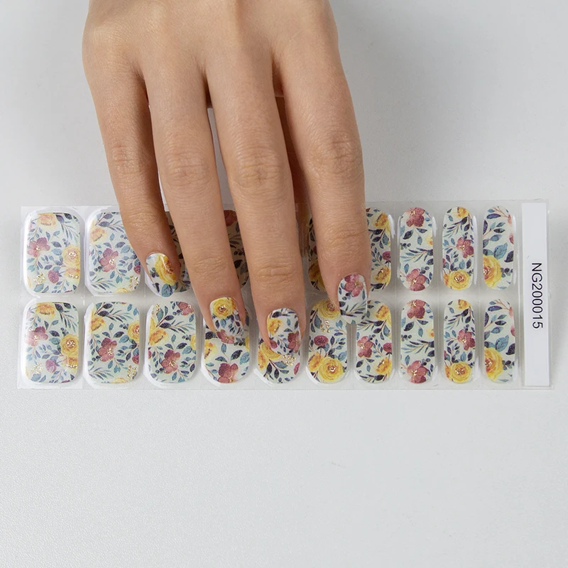 Latest Korean style new gel nail sticker with UV lamp semi cured gel nail wraps