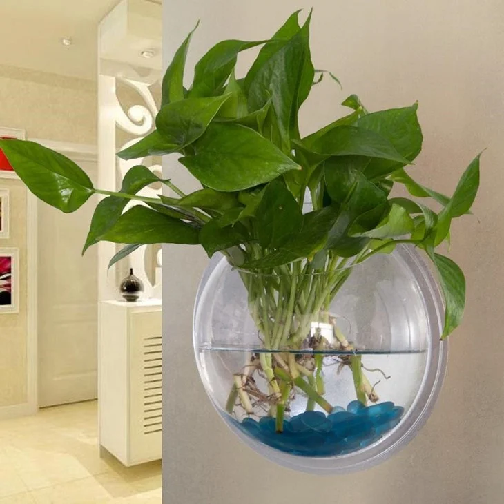 Hanging wall mounted acrylic plastic fish bowl/plant fish bubble