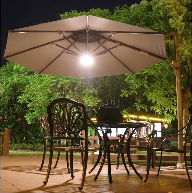 3M/3.5M/13.8ft/11.8ft Cantilever patio garden deck courtyard umbrella with led lighting and tank