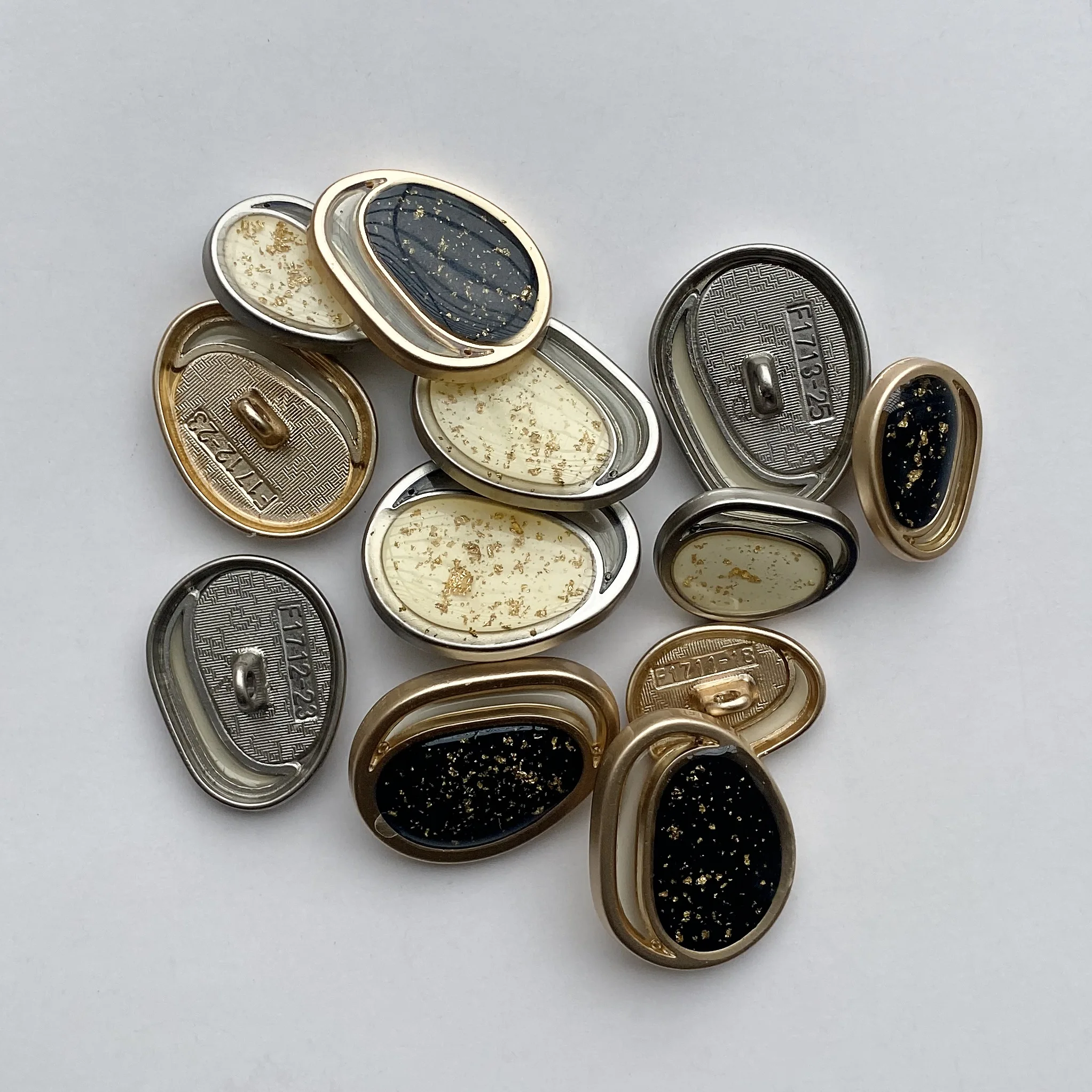 High quality engraved  brand logo irregular fancy buttons custom clothes metal dome shank button for  clothing