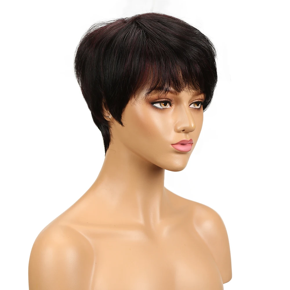 Noble Brown Cheap Pixie Cut Indian Hair Remy Red Wholesale 100% Bob for Black Women Virgin Human Hair Wig