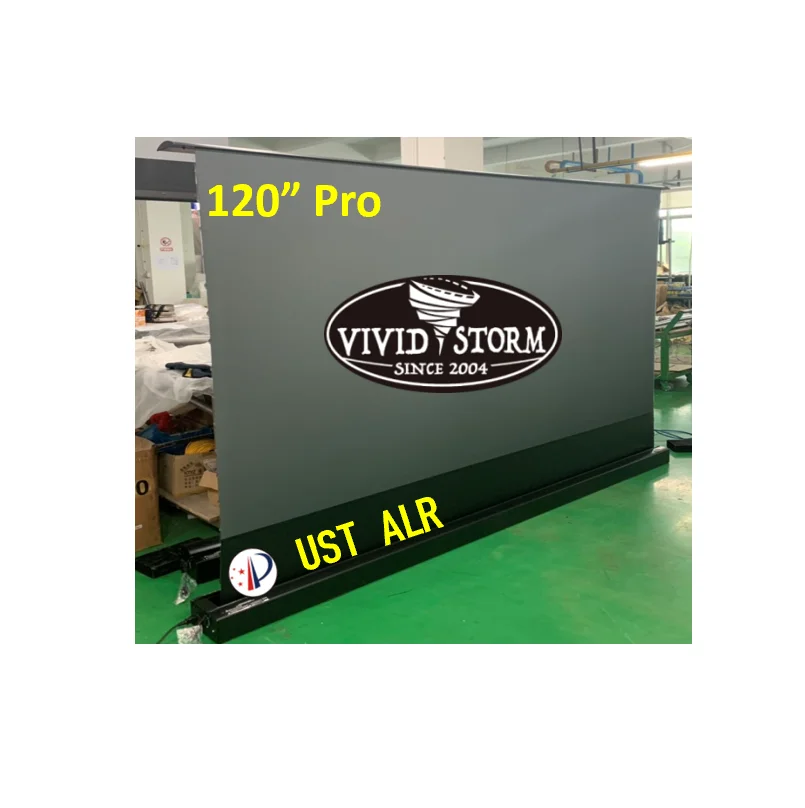 
Pro 16:9 min short throw laser projector VIVIDSTORM new ALR 120' electric floor raising UST projector screen 