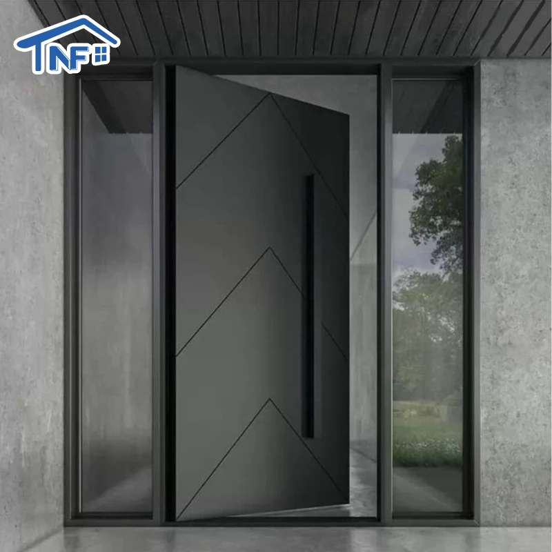Front Entry Doors Security Entrance Pivot Doors Front Doors for House Large Aluminium Modern Aluminum Alloy Wall Wooden Crate NF