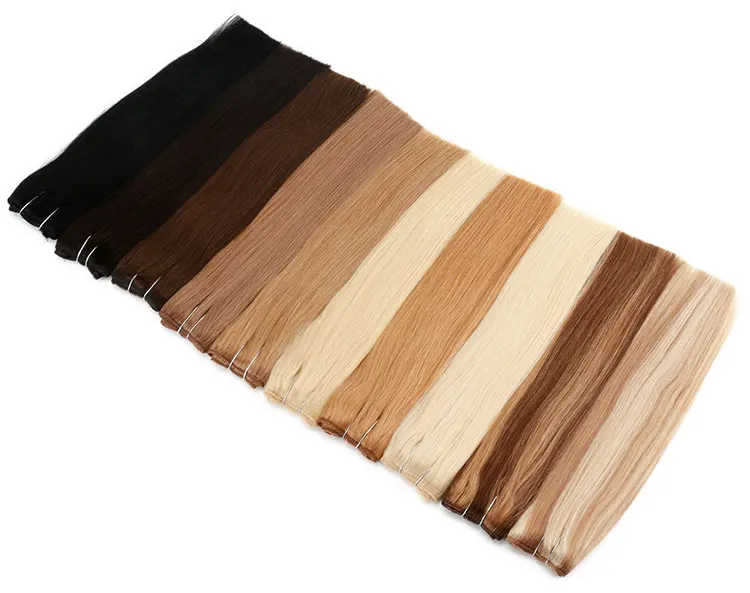 Double Drawn Clip in Hair Extension 100% Human Hair, Invisible PU Clips in