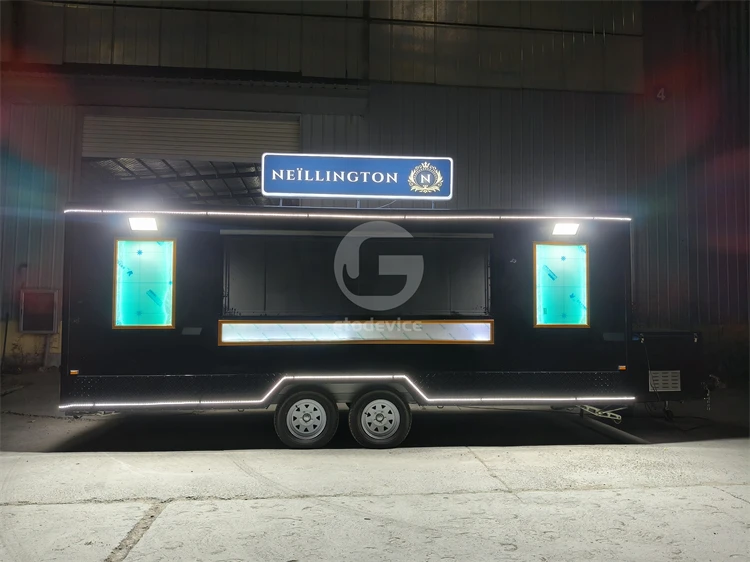 Mobile Square Food Truck Ice Cream Hot Dog Food Cart Mobile Food Trailer Restaurant