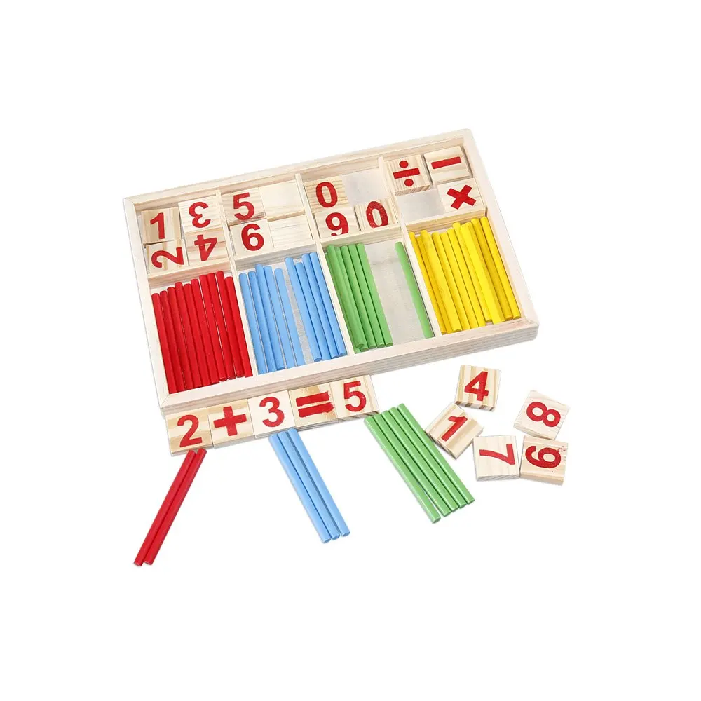 Counting Stick Calculation Math Educational Toy, Wooden Number Cards and Counting Rods Box