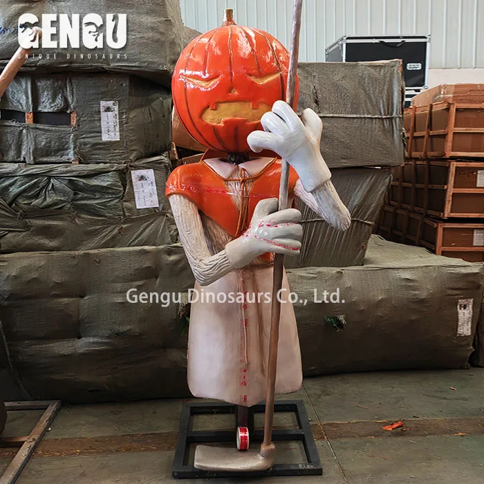 Halloween Park Decoration Animatronic Model Handmade Simulation Pumpkin Scarecrow
