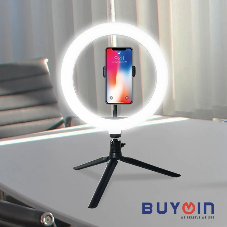 Wholesales Dimmable LED Ring light stand 26cm Ring fill light for YouTube Video Makeup 10 inch Ring light with tripod stand
