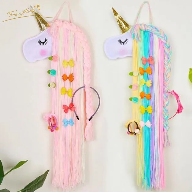 
Unicorn Hair Bow Holder Organizer for Girls Hair Clip Storage Unicorn Home Decor For Girl Rooms 