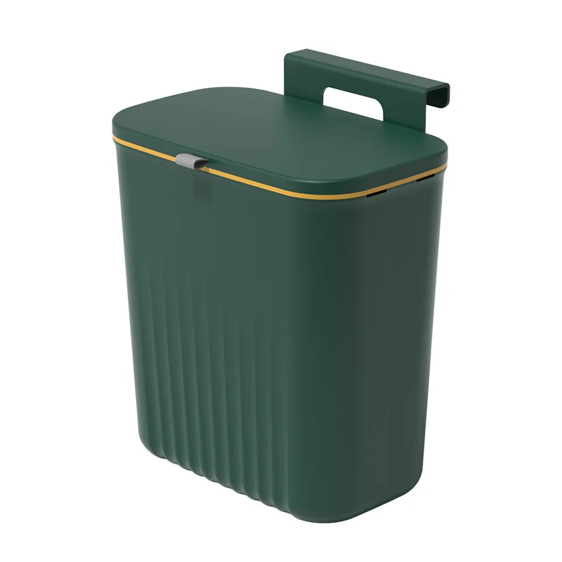 No-punching Wall Mounted Trash Can Waste Garbage Management Bin PP Plastic New Fashion with Cover Lid Kitchen Bathroom Office