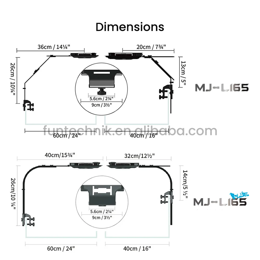 Jump MJ-L165 Blue 65W WiFi App Full Spectrum Saltwater Marine LED Aquarium Light for LPS/SPS
