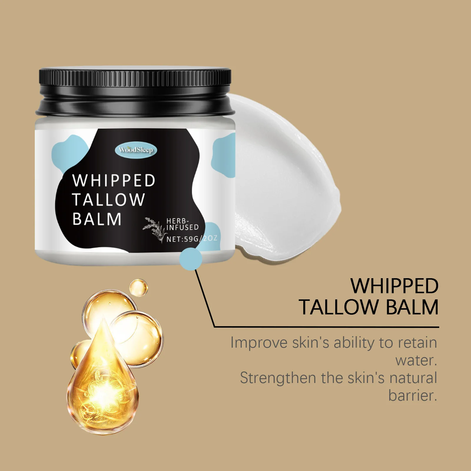 100% Grass Fed Beef Tallow balm for Skin Care Face Body  Whipped Moisturizer for Sensitive Skin