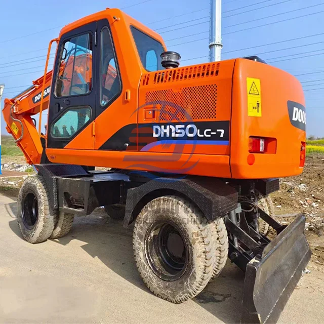 Эксклюзивный класс б/у Doosan 150w-7 колесный экскаватор Инженерная и строительная техника с мощным двигателем