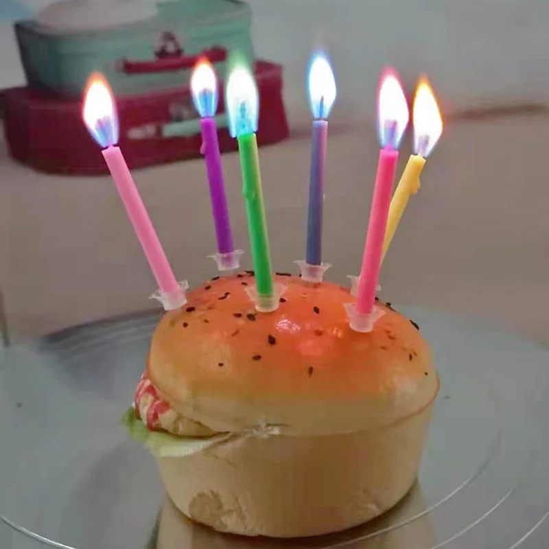 12 Pack Birthday Cake Candle Decor Supplies Color Flame Candles Magic Pillar Birthday Candles