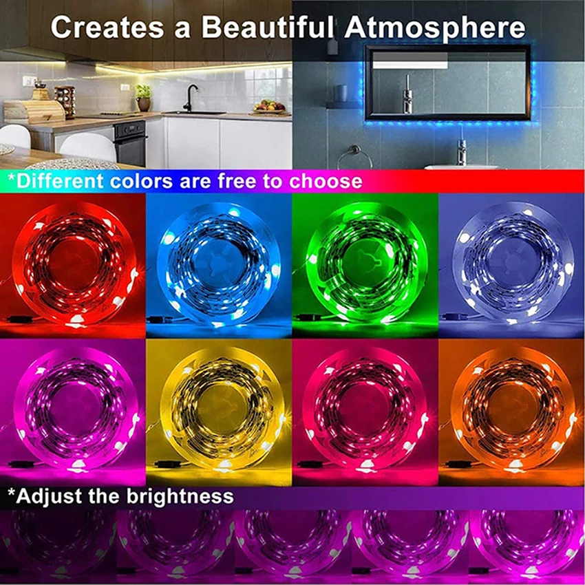 Hight Bright Led Strip Running Lights Tv Backlight Magic Strips 12V 5050 Rgb Ip20 Not Waterproof Smart 5M 10M Led Light