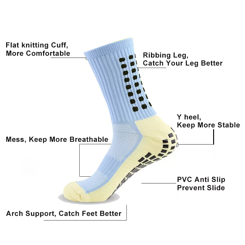 Wholesale Professional Custom Breathable Youth Crew Warm Thermal Soccer Men Anti Slip Non Slip Sports Grip Football Socks