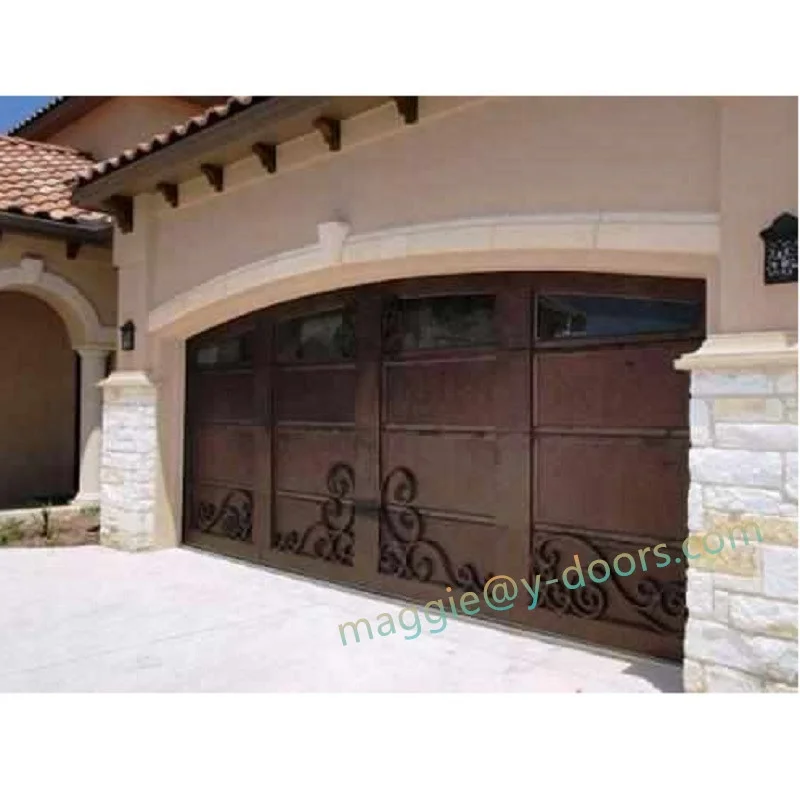 US Standard Wrought Iron Garage Door Panels for Exterior Car Entry control by electric motor