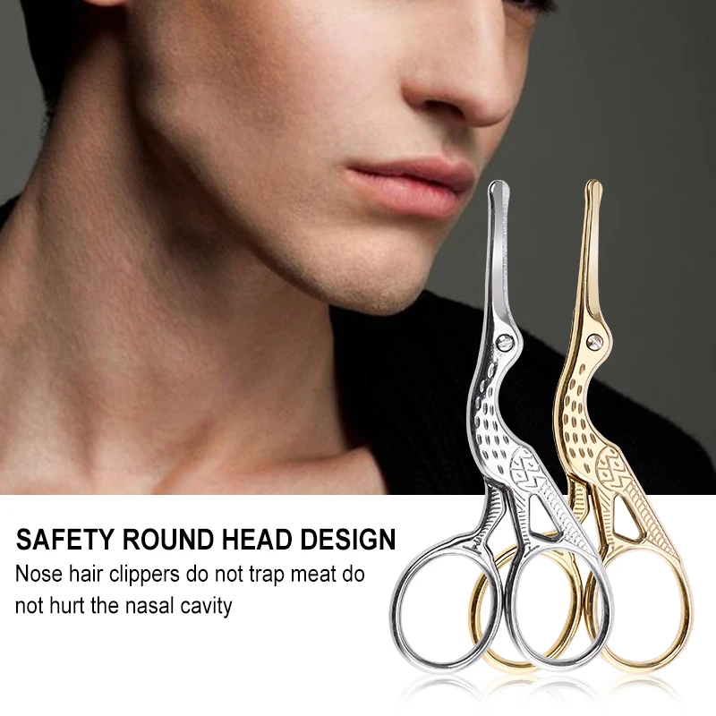 Professional Manicure Tool Stainless Steel Nose Hair Trimming Scissors Safety Blunt Scissor Round Tip Small Nose Hair Scissor