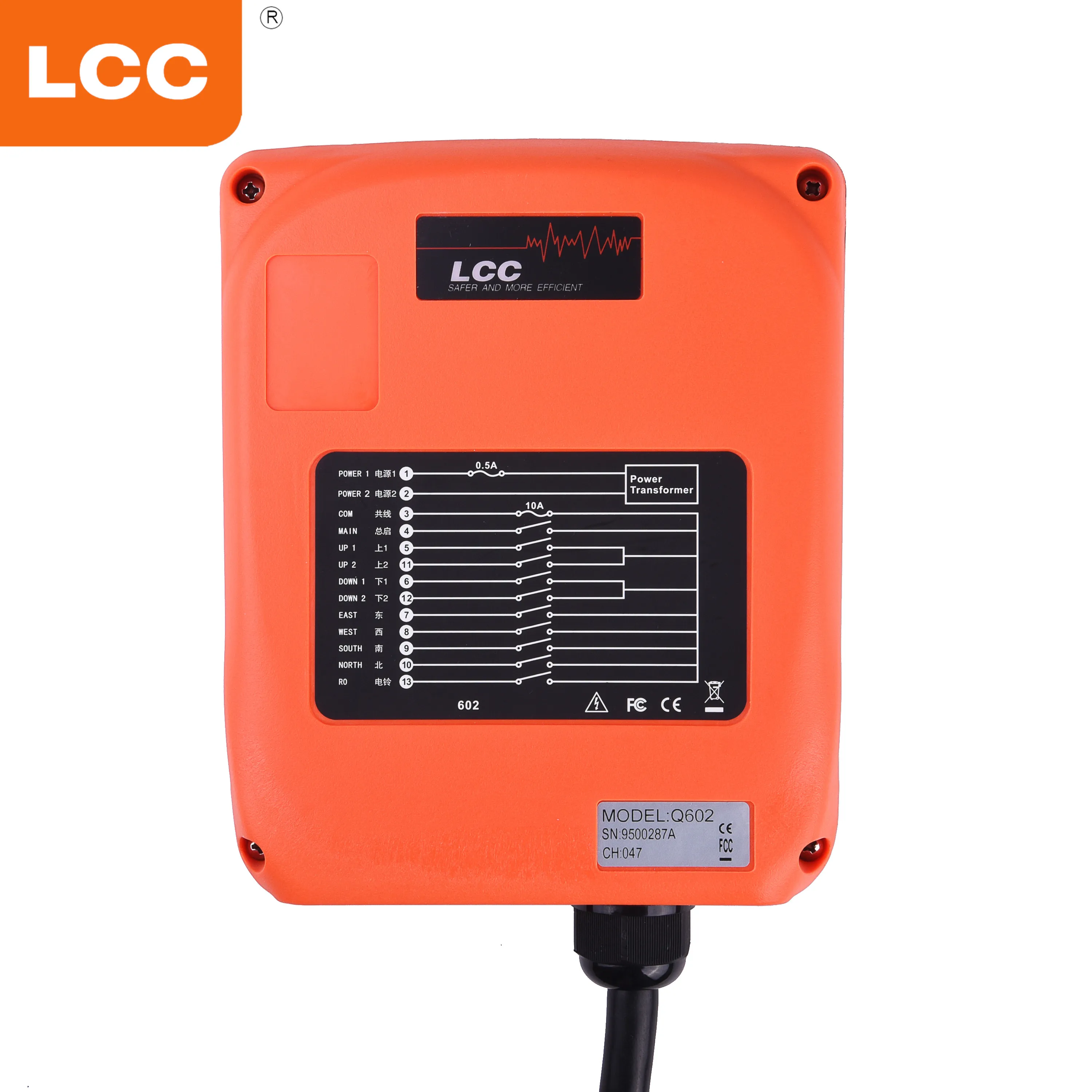 Q602 lcc 2 button double+4 button single speed 6 key wireless radio industrial remote control with transmitter and receiver