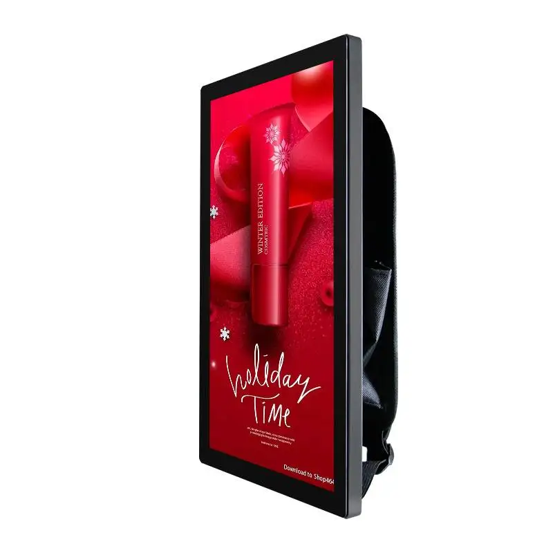 Direct Factory price 21.6Inch Network Wifi Android Portable Backpack Vertical LCD Advertising TV Display Screens