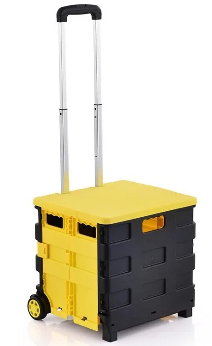 Wholesale Wheel Plastic Supermarket Foldable Shopping Cart