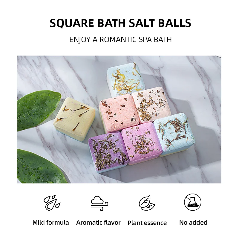 Natural Vegan Organic Essential Oil Aromatherapy bath bomb square