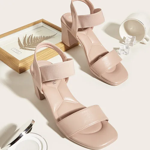 Summer Square Toe Elastic Band Chic Ladies Sandals Party China Cheap Block Heel Comfortable Sandals Shoe Sandal Styles For 2022