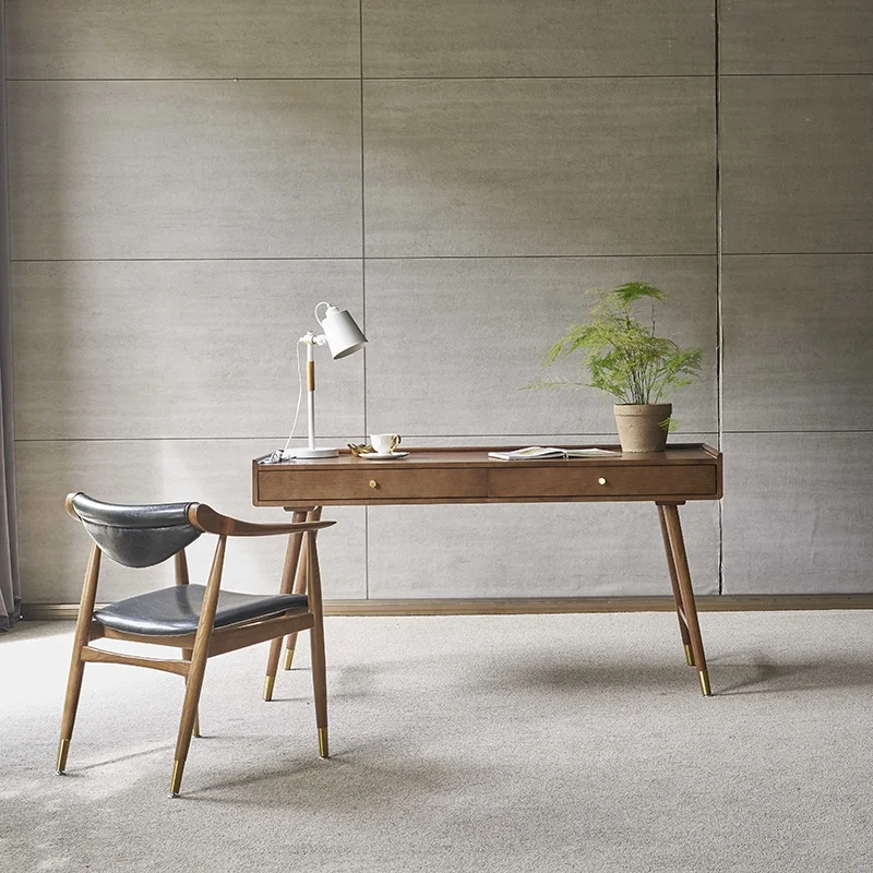 Home Office Furniture Wooden Modern Nordic Style Writing Table With Chair