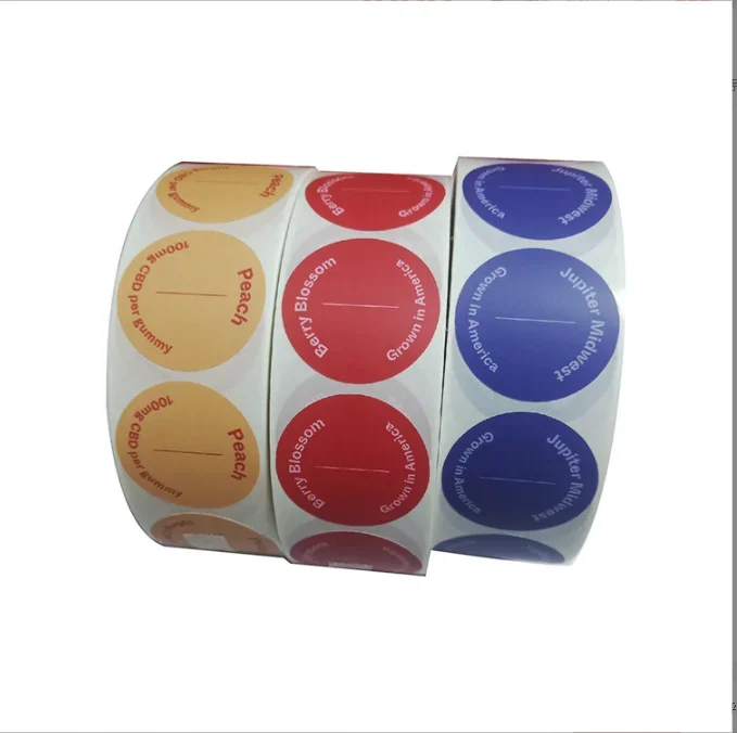 Round transparent sticker roll color label sealing sticker PVC self-adhesive label coated paper original labels, PET bright gold