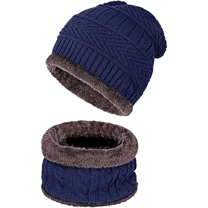Factory Wholesale Men Women Scarf Set Stylish Knit Skull Cap Warm Winter Beanie Hat