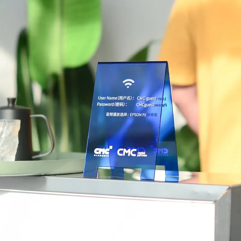 Custom DIY Eco-Friendly Modern Acrylic Tip Table Sign Number Plate Counter Top Advertising Feature for Display Stand Exhibition