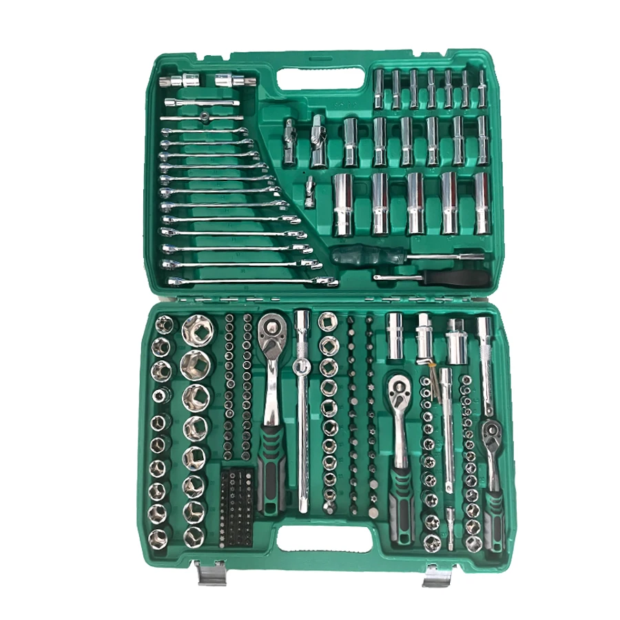 216pcs 53pcs Ratchet Torque Wrench Hand 151pcs Tools Set Socket Spanner Tools Box for Car Silver Combination 3 Years Blow Case