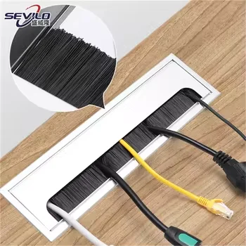 cable grommet square wire office desk double hole cable grommet aluminum Cable box with buffer