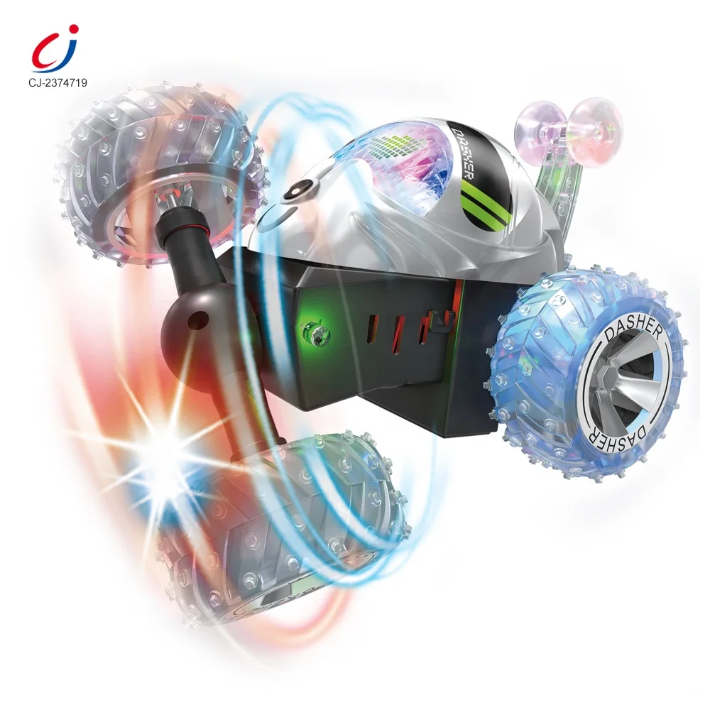 Chengji radio control rc 360 rotating dancing flipping toy stunt car transparent wheel 360 remote control stunt dancing car toy