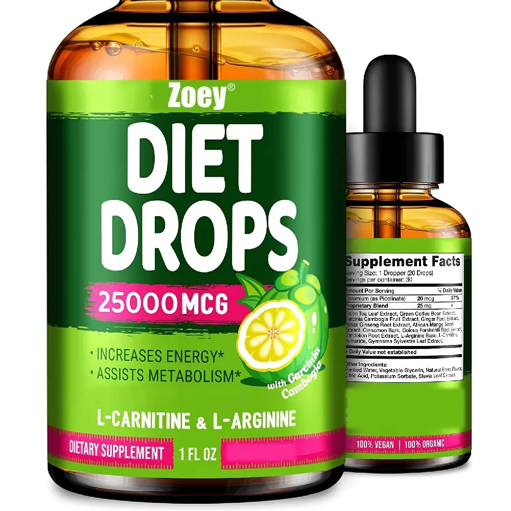 Diet Drops Appetite Suppressant Natural Metabolism Booster Drops with Garcinia Cambogia L-Arginine & L-Glutamine