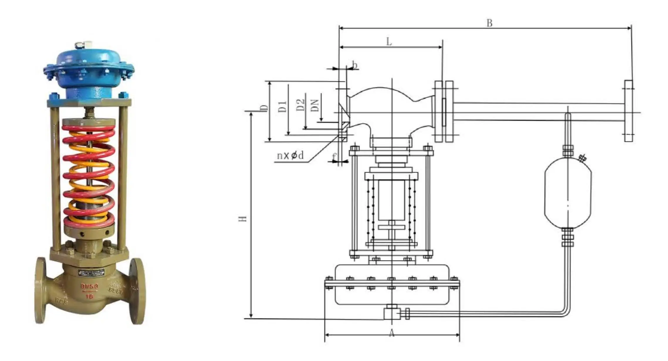 Pressure Regulator Type WCB Flanged Self Regulating Pressure Control Valve Self-Operated Pressure Control Valve