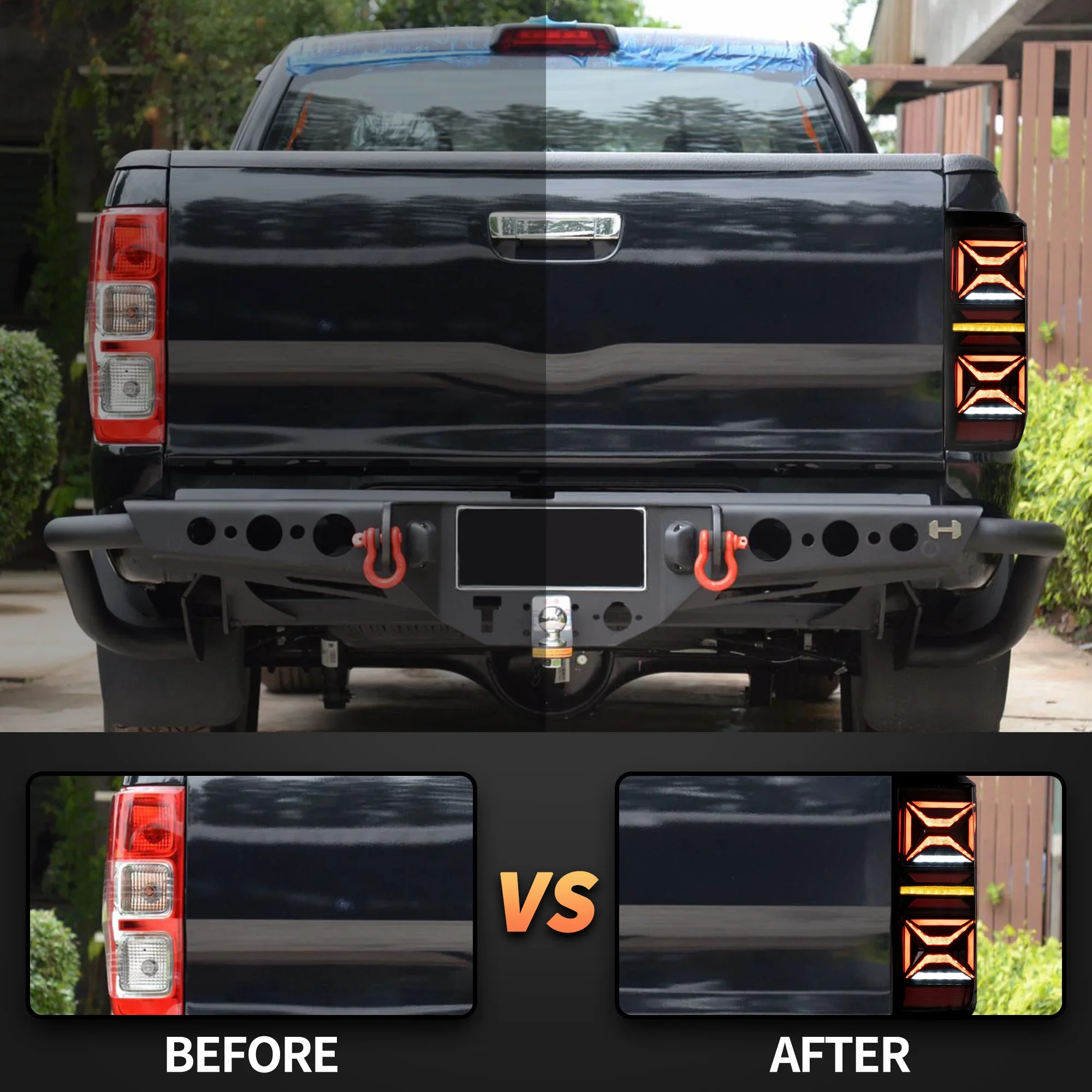 VLAND Full LED Tail Lights For Ford Ranger (T6 T7) 2012-2018 (First generation, P375/PX, NOT FIT T8 2019+)