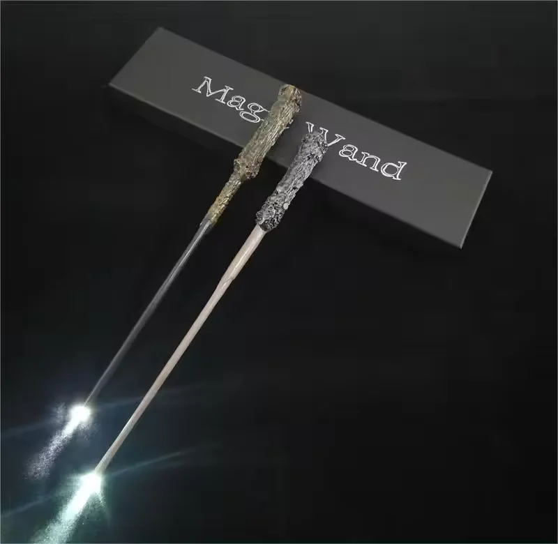 LED Glowing Wand Halloween Party Props Decoration Mystery Wizard Stick Harry Cosplay Magic Luminous Wand With Box Kid Gifts