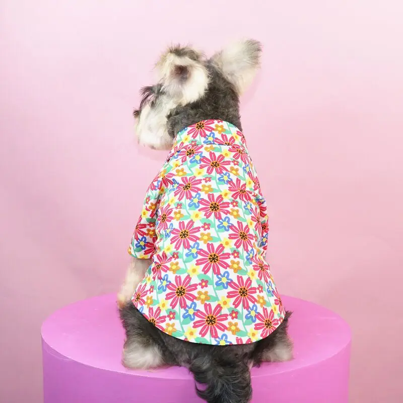 Dog cat clothes Summer thin breathable pet T-shirt Fashion Flower Print Pet T-Shirt