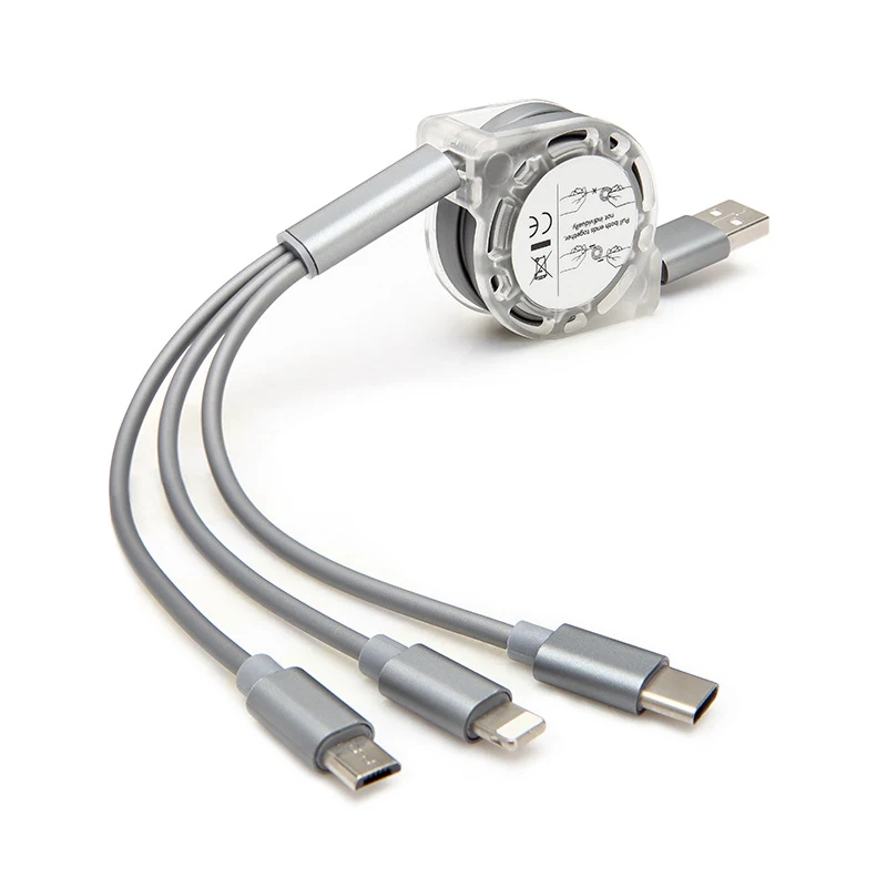  Быстрая зарядка 3 в 1 Выдвижной usb-кабель 3-в-1 все одном Мульти зарядный кабель для передачи данных