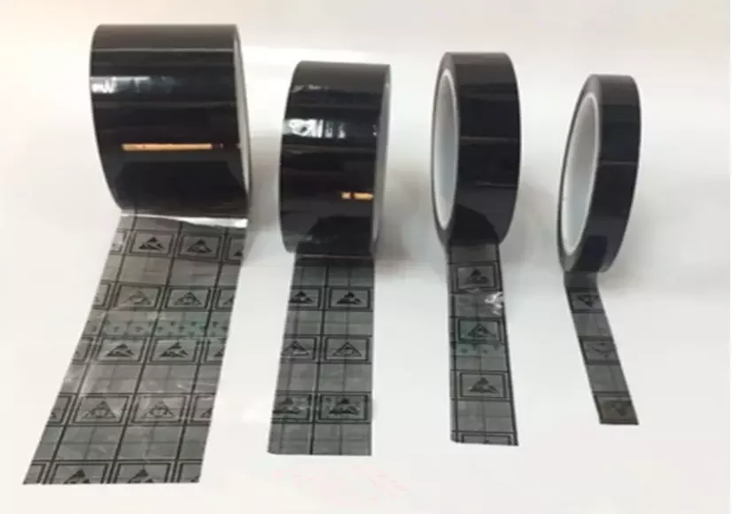 U02 48mm*36m Black Grid Single Sided ESD Tape/Brown Black Single Side OPP PET Film Antistatic Tape/Anti-Static Grid Black Tap