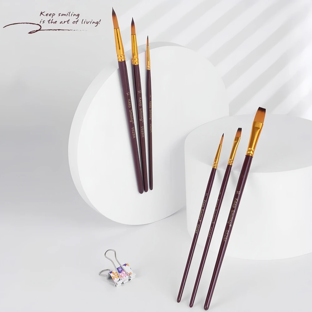 Keep Smiling Art Supplies 3pcs Artist Watercolor Oil Painting Brushes For Art Drawing Painting