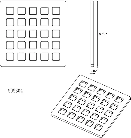 Uni-Green Square Drain Grate Replacement | Drain Cover | Shower Strainer Grid Mission Style (Matte Black)
