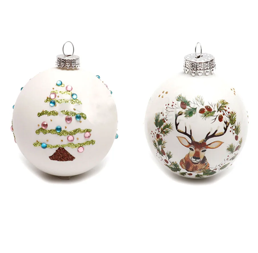 Custom Print Glass Ball Christmas Tree Hanging Ornament Decoration Pendant