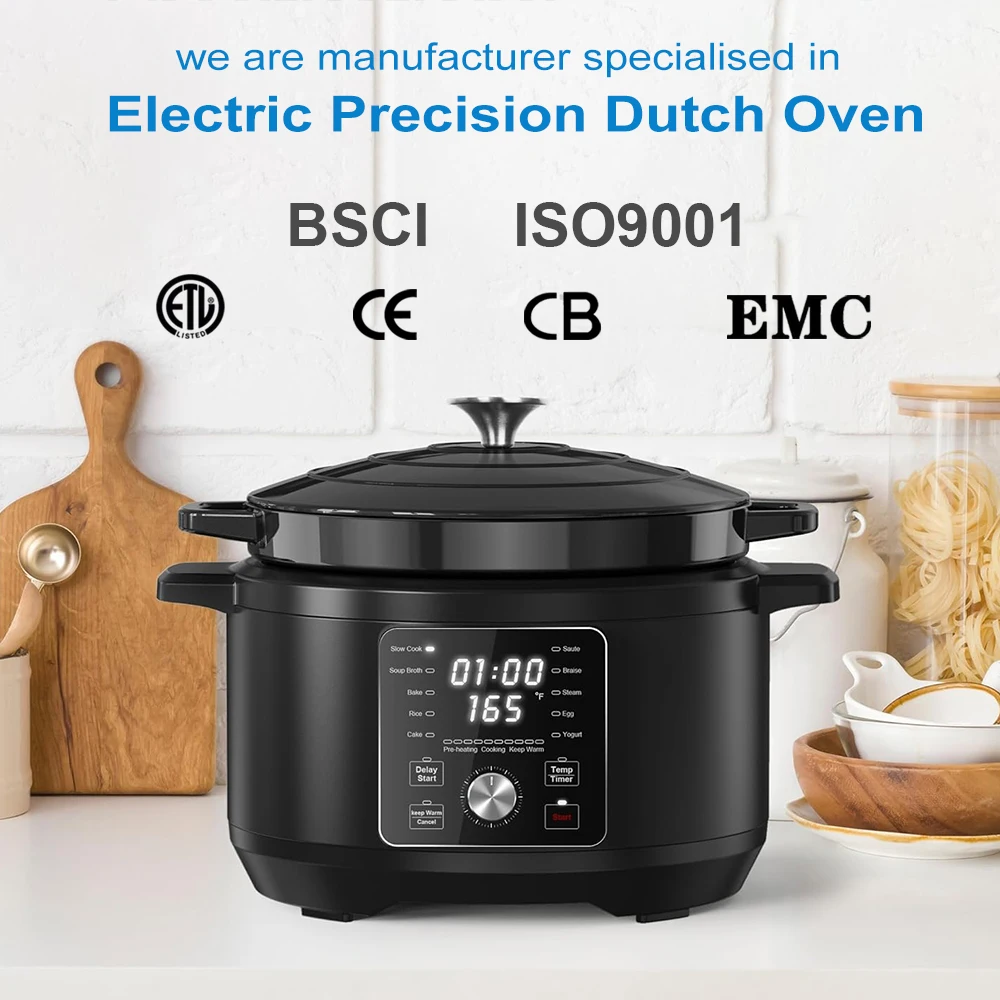 1500W Multifunctional Slow Cooker For household with LCD Display and Knob Control