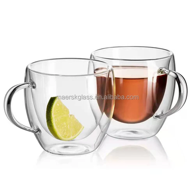 OEM Wholesale High Quality 100ml 250ml 350ml 450ml Tall Borosilicate Double Wall Layer Glass Cup for Tea