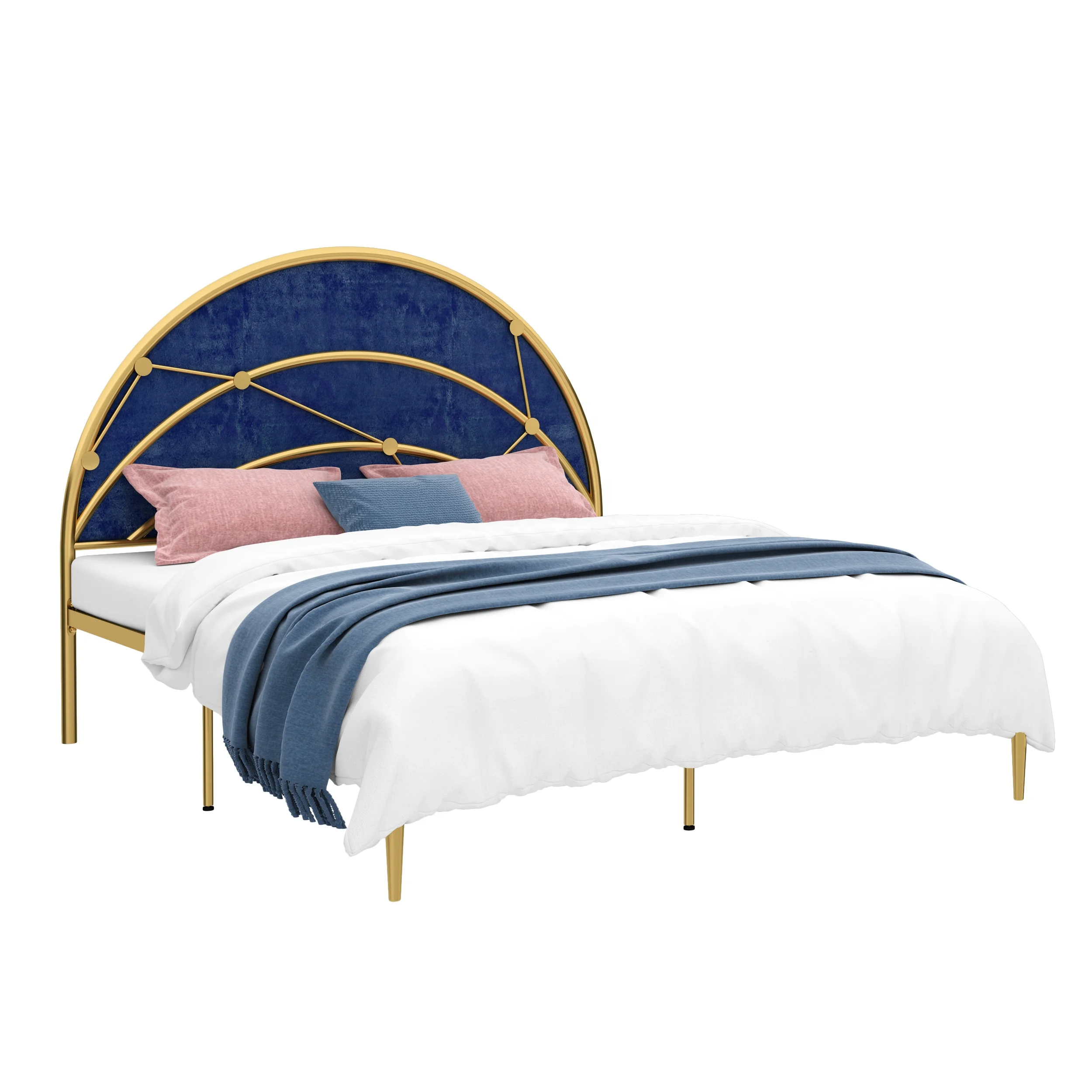 
 Европейская Современная сдержанная фланелевая кровать с мягким покрытием, легкая двуспальная кровать, роскошные кровати с металлической рамой  