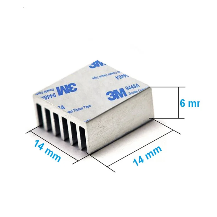 Silver Heatsink Cooling Fin 14 X14 X6 mm Aluminum Self Adhesive Heat Sink for IC Chips Cooling